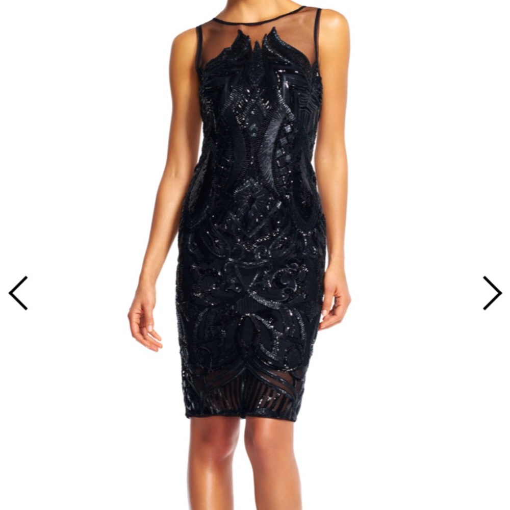 Black sequin cocktail dress